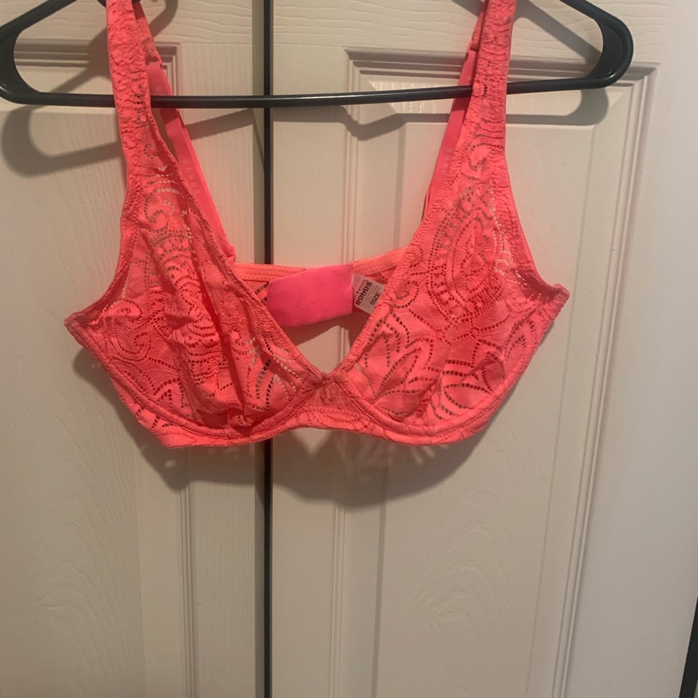 Pink lace bra